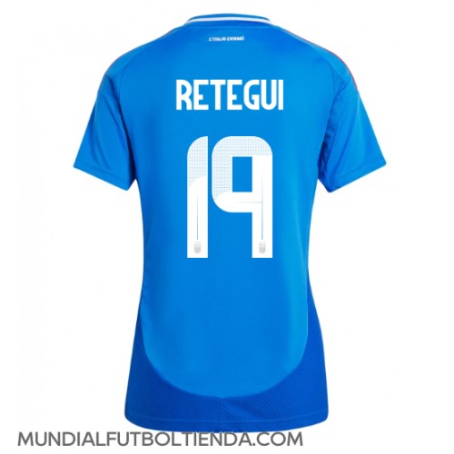 Camiseta Italia Mateo Retegui #19 Primera Equipación Replica Eurocopa 2024 para mujer mangas cortas